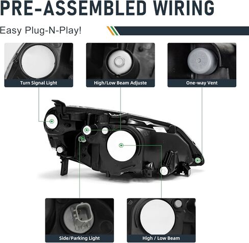 مجموعة المصابيح الأمامية هوندا سيفيك 2001-2003 متوافقة مع 2001 2002 2003 سيفيك 2/4DR كروم مبيت كهرمان عاكس بديل للسائق وجانب الركاب in Kuwait