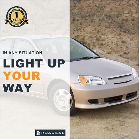 مجموعة المصابيح الأمامية هوندا سيفيك 2001-2003 متوافقة مع 2001 2002 2003 سيفيك 2/4DR كروم مبيت كهرمان عاكس بديل للسائق وجانب الركاب in Kuwait