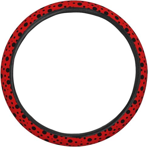 غطاء عجلة قيادة مرن قابل للتمدد من Polka Dot Ladybug، ملحقات عجلة قيادة السيارة متينة ومضادة للانزلاق للنساء والرجال، مقاس 15 بوصة للسيارة والشاحنة وسيارات الدفع الرباعي in Kuwait