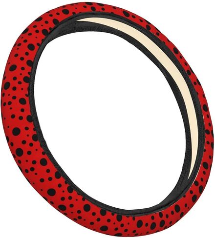 غطاء عجلة قيادة مرن قابل للتمدد من Polka Dot Ladybug، ملحقات عجلة قيادة السيارة متينة ومضادة للانزلاق للنساء والرجال، مقاس 15 بوصة للسيارة والشاحنة وسيارات الدفع الرباعي in Kuwait