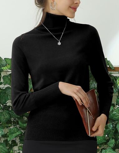JJ Perfection Women's Stretch Knit Turtle Neck Long Sleeve Pullover Sweater in Kuwait