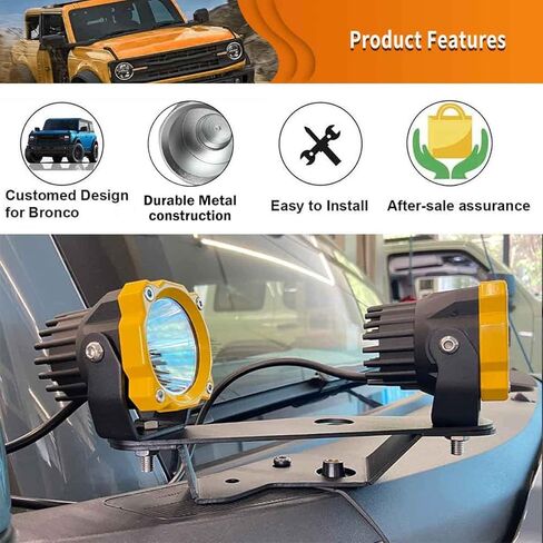 دعامات تثبيت مزدوجة على شكل عمود، دعامات إضاءة LED للخندق الجانبي، مفصل للزجاج الأمامي السفلي، طقم دعامات تثبيت للضوء لفورد برونكو للطرق الوعرة 2/4 باب 2021 2022 2023، قطعتان in Kuwait