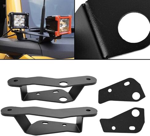 دعامات تثبيت مزدوجة على شكل عمود، دعامات إضاءة LED للخندق الجانبي، مفصل للزجاج الأمامي السفلي، طقم دعامات تثبيت للضوء لفورد برونكو للطرق الوعرة 2/4 باب 2021 2022 2023، قطعتان in Kuwait