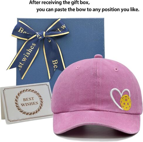 Pickleball Hat with Gift Box, Pickleball Gifts for Women Men, Adjustable Embroidered Heart Pickleball Baseball Cap in Saudi Arabia