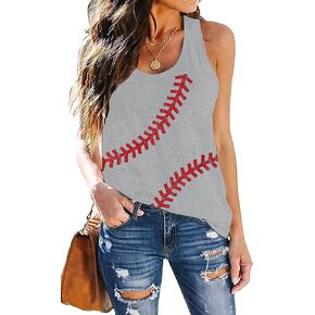 Baseball Tanks Top Women Love Baseball Graphic Racerback Casual Sleeveless Baseball Match Gifts Shirt