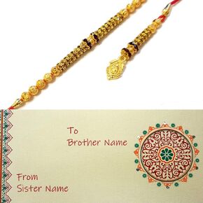 Lumba Rakhi for Bhai Bhaiya Bhabhi Rakhi with designer beads handmade Raksha Bandhan Rakhdi with Envelope and rakhi box for Gift