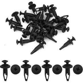 uxcell 25 Pcs 6.3mm Hole Retainer Clips Plastic Rivets Flaps Bumper Fender Push Clips