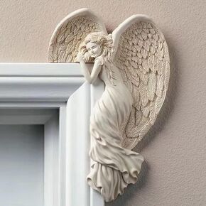 Angel Door Frame Decor, Corner Angel for Door Frame Angel Wing Sculpture, 3D Angel Door Wings Wall Decor, Angel Statue Figurines Wall Sculpture for Home (Right)