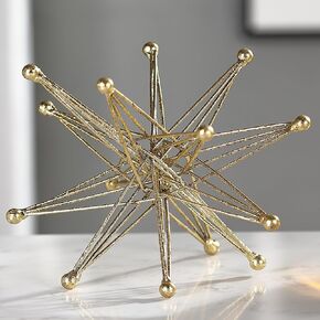 Gold Abstract Star Decoration, 9" H Table 3D Figurines & Sculptures for Living Room Office
