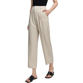 SweatyRocks Women's High Waist Zip Up Pleated Pants Straight Leg Long Trousers Pants with Pocket