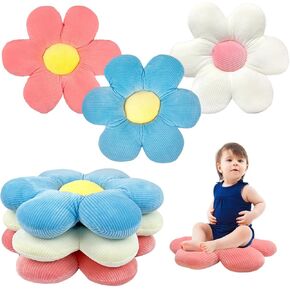 CIEOVO 4 Pcs Flower Plush Throw Pillows, 16 Inch Cute Flower Floor Pillow Daisy Shaped Floor Cushions Aesthetic Flower Seat Cushion Flower Chair Pads for Home Kids Seating Bed Bedroom Sofa Decor