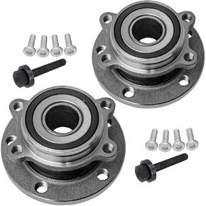 KEYOOG 2Pcs Front Wheel Hub and Bearing Assembly Fit for 06-17 Audi A3 Q3 TT Quattro,05-18 Volkswagen Beetle CC Eos GTI Golf R City Jetta City Passat R32 Rabbit Tiguan 513253 x2 [5 Lug W/ABS]