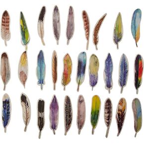 Feather Shaped Colorful Bookmarks, 30 PCS