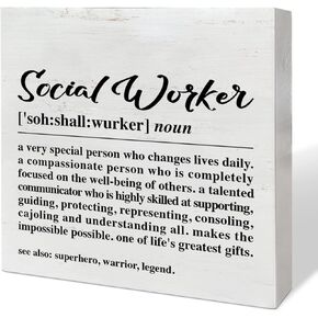 Social Worker Gifts, Thank You Appreciation Gifts for Social Worker, Graduation Gifts for Social Worker Birthday Christmas, Dignity and A Whole Lot of Love, Wooden Box Sign Office Desk Decor