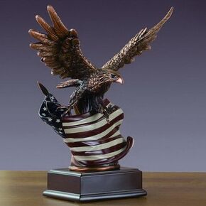 American Eagle Clutching Flag Medium Statue