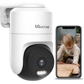 VIMTAG PoE Camera, 3.5K/6MP 360° Security Camera Outdoor/Indoor only for PoE Switch/NVR with Spotlight/Night Vision/PTZ/Speaker/2-Way Audio/Phone App/Human/Sound/Motion Detection for Home Security
