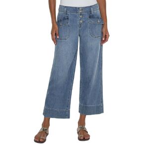 Liverpool Women's Super Stride Mid Rise with Flap Pockets and Exposed Buttons