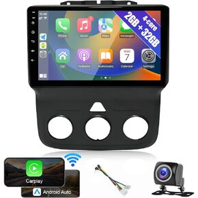 راديو ستيريو للسيارة من Leadfan لـ Dodge RAM 1500 2500 3500 2013-2018 Wireless CarPlay Android Auto، 9 بوصات IPS تعمل باللمس مستقبل صوت السيارة مع نظام ملاحة GPS واي فاي / بلوتوث / كاميرا احتياطية / SWC (تيار متردد يدوي)