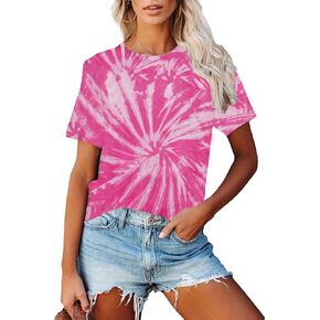 Tie Dye T Shirts for Women Rainbow Shirts Funny Short Sleeve Tops
