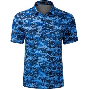 TAPULCO Mens Quick Dry Polo Shirts Camouflage Pattern Performance Athletic Lightweight Breathable Casual Golf Tshirts