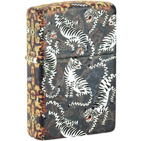 Zippo White Tiger Pattern 540 White Matte Pocket Lighter