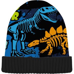 Cuffed Knit Beanie Hat for Men Soft Warm Winter Hat Cap Cool Dinosaur Skull Cap Slouchy Beanie for Men Boys