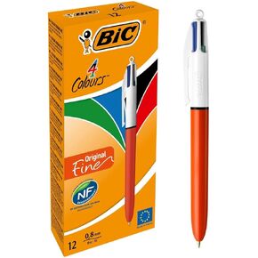 BIC - Refillable Ballpoint - Retractable Fine Point Four Ink Colours - Plastic Body - Set of 12