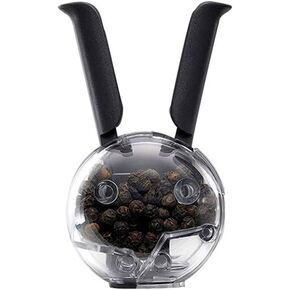 Sea Salt and Pepper Grinder Small Portable Ceramic Salt & Pepper Shakers Black Rabbit Ears Design Abrader,Multifunctional Kitchen Tools