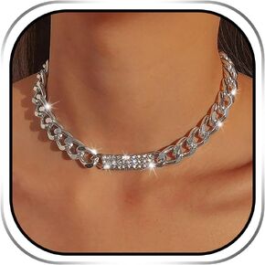 قلادة فضية بسلسلة مكتنزة وقلادة من حجر الراين الشرير مجوهرات للنساء in Kuwait