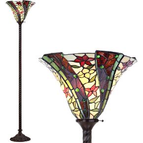JONATHAN Y JYL8001A Williams Tiffany-Style 71" Torchiere LED Floor Lamp, Tiffany, Traditional, Art Nouveau Style, Office, Living Room, Family Room, Dining Room, Bedroom, Hallway, Foyer, Bronze