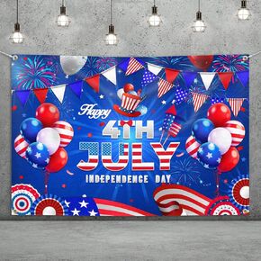 4th of July Decoration-Patriotic Party Backdrop,American Flags Independence Day Photography Background Banner for Memorial Day Veterans Day Supplies