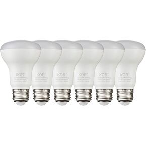 KOR (6 Pack) 7W LED R20 Reflector Light Bulb (50W Equivalent), Dimmable, 550 Lumens, UL & Energy Star, Standard E26 Base, BR20 LED Flood Light Bulbs for Recessed Can Use (2700K (Warm White))