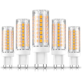 Dimmable G9 Led Bulbs 5W Replace 40W 50W 60W Halogen Bulbs,3000K Warm White,AC120V No Flicker Dimmable G9 T4 Led Corn Bulbs for Pendant Ceiling Chandelier Wall Lighting,600lm,5Pack …