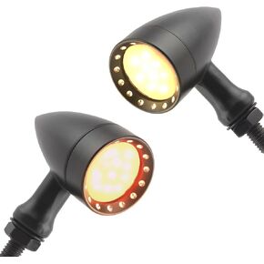 PowerMotor LED Turn Signals Universal Motorcycle Blinker Light Bullet Brake Compatible for Sportster XL 1200 883 Honda HarleyYamaha Suzuki Kawasaki-Silvery
