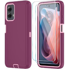 Qinmay for Motorola Moto G Power 5G 2024 Case with HD Screen Protector, Shockproof 3-Layer Heavy Duty Cover for Motorola G Power 2024 (Moto G Power 2024,Black)