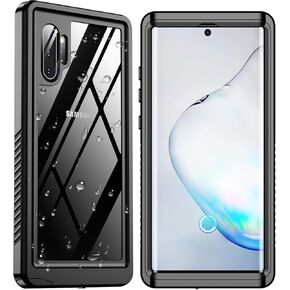 حافظة SPIDERCASE لهاتف Samsung Galaxy Note 10+ Plus مقاومة للماء، [حماية من السقوط بدرجة عسكرية 12FT] [مقاومة الماء IP68] حافظة متينة متينة مقاومة للصدمات لهاتف Note 10+ Plus-أسود