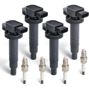 UF316 Ignition Coil Pack & 7090 Double Iridium Spark Plugs Compatible with 2001-2009 TOYOTA Prius,2012-2019 TOYOTA Prius C,2007-2018 TOYOTA Yaris,2000-2005 TOYOTA Echo,2004-2006 Scion xA xB Set of 4