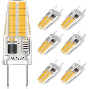 G8 LED Bulb Dimmable, 120V 20W 25W T4 JCD Type Bi-Pin Halogen Replacement for Under Cabinet Puck Lighting, Warm White 3000K, 6-Pack