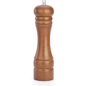 8" Wood Pepper Mill, Solid Wood and Adjustable Ceramic Grinder, Brown…