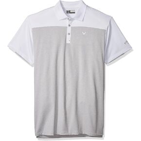 Callaway Men' Ventilated Heathered Color Block Short Sleeve Golf Polo Shirt