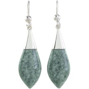 NOVICA Artisan Handmade Jade Dangle Earrings Sterling Silver Green Guatemala Modern Good Luck [2.3 in L x 0.6 in W x 0.2 in D] ' Maya Lance of Afterlife'