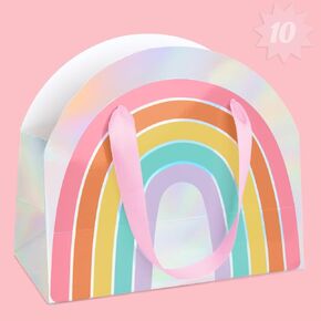 xo, Fetti Rainbow Gift Bag Set - 10 pcs. | Birthday Party Gift, Colorful Bachelorette Bag, Bach Party Favor, Kids Bday Decoration, Fun Event Gift Wrap