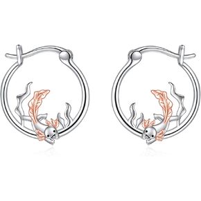 925 Sterling Silver Bigger Hoops Fox/Bear/Penguin/Axolotl/Octopus/Raccoon Earrings Christmas Gifts for Women