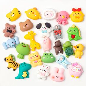 LEEXINLUU-Slime Charms,Resin Flat Back,Cute Charms,Resin Charms,Resin Jewery Making Kit,25 Adorable Kawaii Animals Cute Set,Diy Crafts Making,Scrapbooking,Embellishments, Decoraiton Hair Clip,25 Pcs…