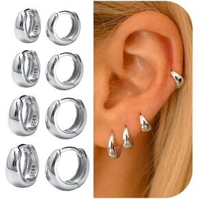 LOVECOM 14K Gold Plated Chunky Hoops Earrings for Women 925 Sterling Silver Thick Lightweight Huggie Earrings to Daughter Hollow Hypoallergenic Earrings Jewelry Birthday Graduation Gifts for Her