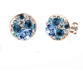 Multicolored Austrian Crystal Rhinestone Stud Earrings for Women Fashion S925 Sterling Silver Hypoallergenic Jewelry
