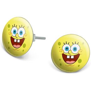 SpongeBob Goofy Smile Face Novelty Silver Plated Stud Earrings
