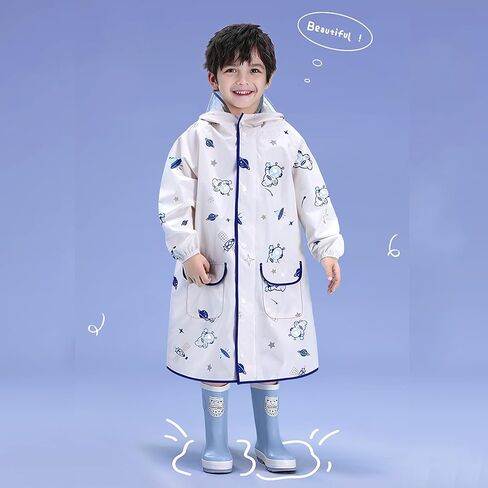 Fewlby Toddler Raincoats for Girls Boys Waterproof Rain Jacket Kids Rain Wear Children Rain Poncho S-2XL Size in Kuwait