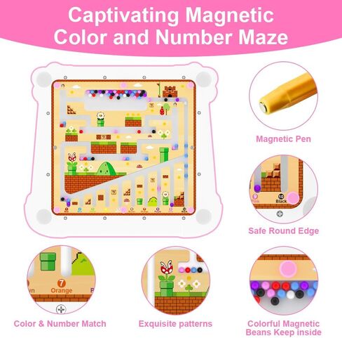 Magnetic Color and Number Maze, Magnetic Drawing Board, 2 in 1 Montessori Learning Toys for Toddlers 3 4 5 Years, Preschool Educational Toys for Toddlers Boys Girls, Road Trip Travel Toys in Saudi Arabia