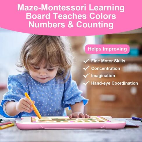 Magnetic Color and Number Maze, Magnetic Drawing Board, 2 in 1 Montessori Learning Toys for Toddlers 3 4 5 Years, Preschool Educational Toys for Toddlers Boys Girls, Road Trip Travel Toys in Saudi Arabia